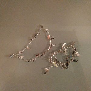 Shinny Metal Fish Bone Bracelet & Anklet Set